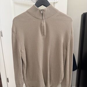 Massimo Dutti Taupe Zip-Up Sweater